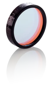Various optical bandpass filters displayed on a white background, showcasing shape and coating differences.
