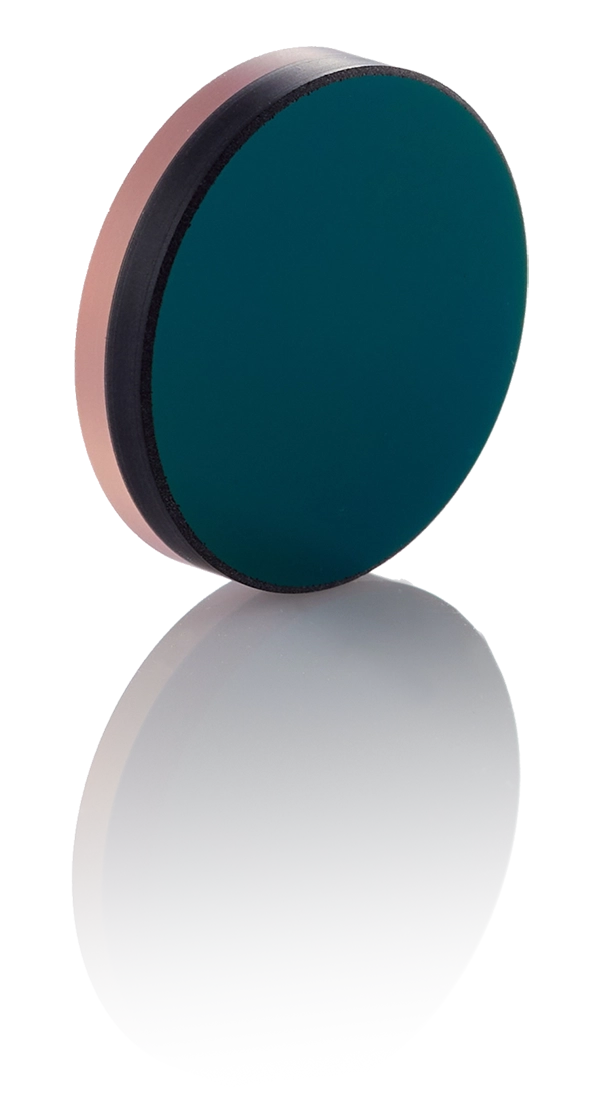 Set of Kron-Cousins UBVRI photometric filters for astronomy, arranged on a white background with visible color variation.