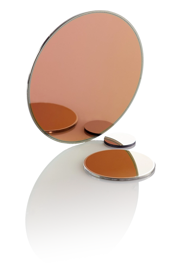 Infrared optical filters for long-pass or bandpass use, photographed on a neutral background.